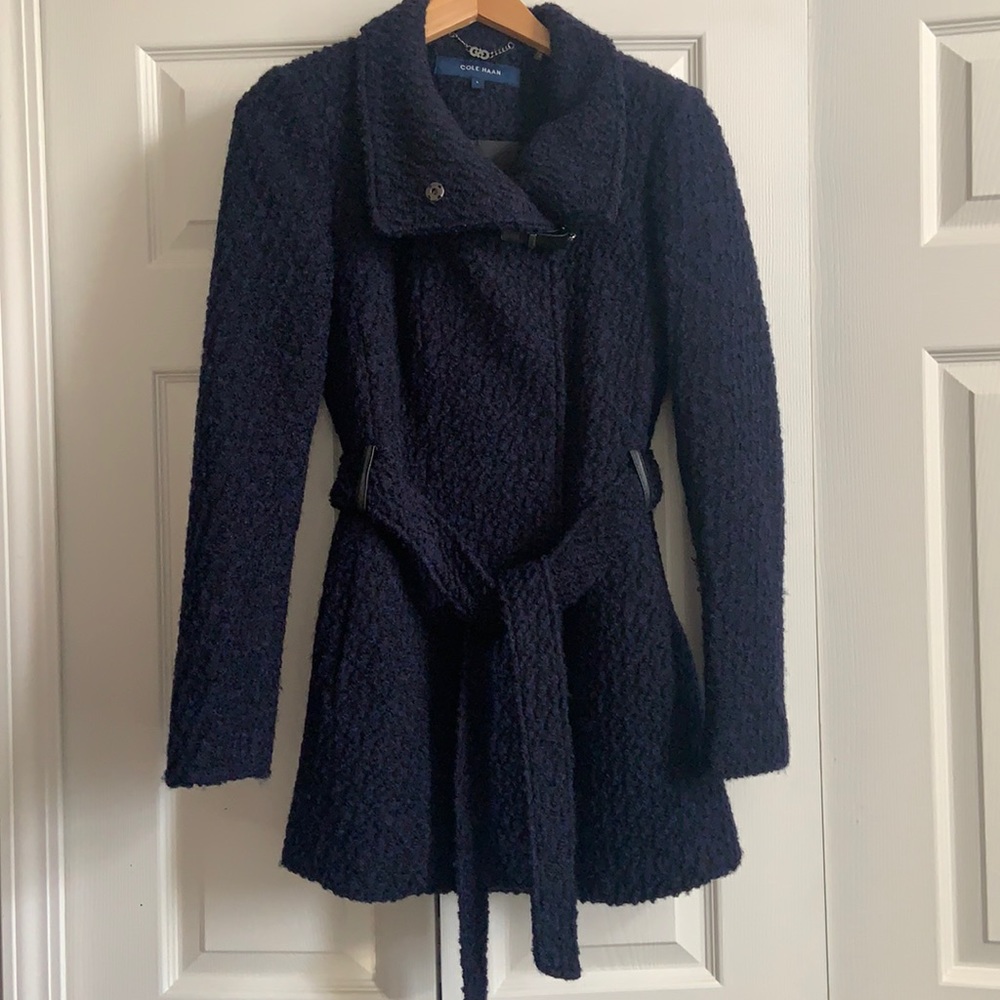 Navy and Black boucle coat